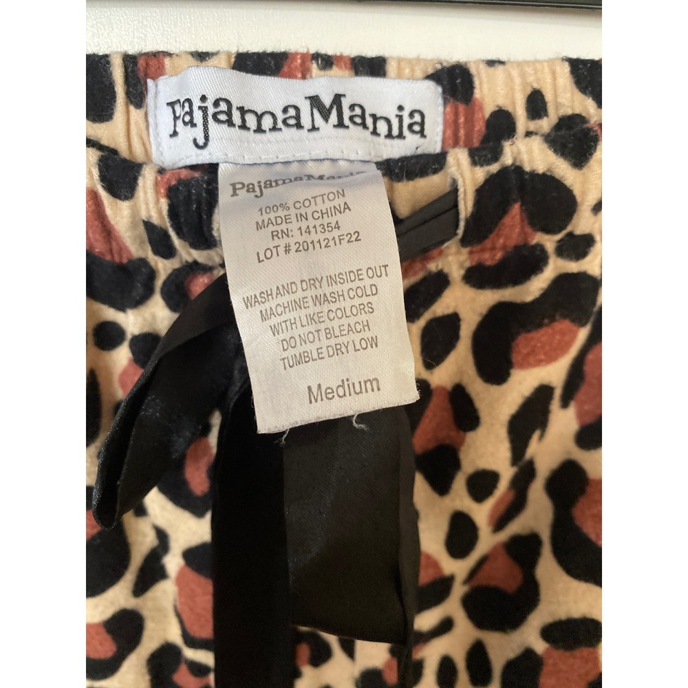 PajamaMania Women Leopard Print Pajama Pants 100% Cotton M Animal Print Lounge - Picture 3 of 7